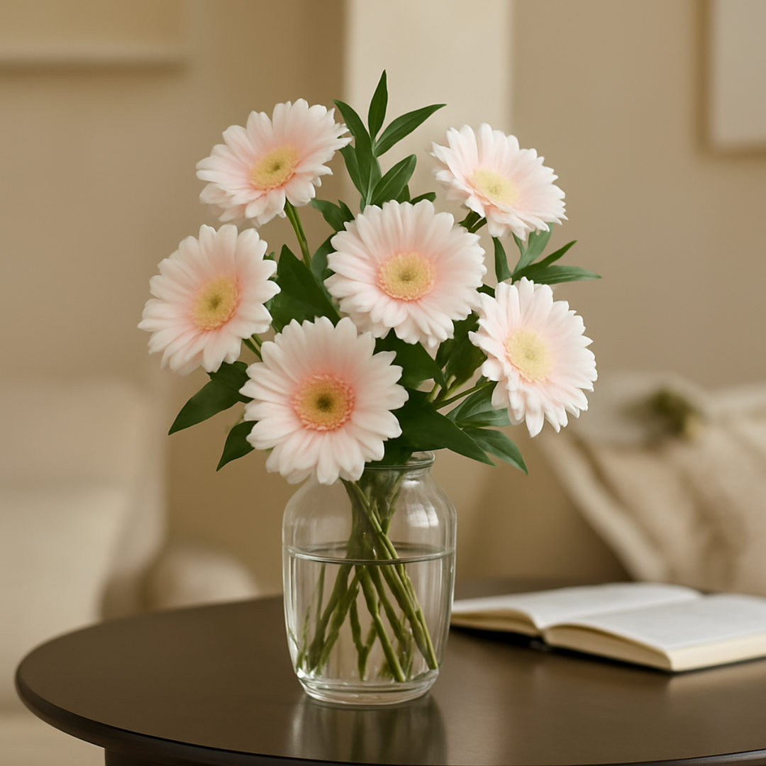 Gerbera kusntbloem Roze 50 cm. Bundel van 14