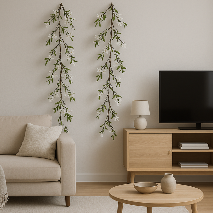 Jasmijn guirlande hangplant, kunstplant 180 cm. Bundel van 3