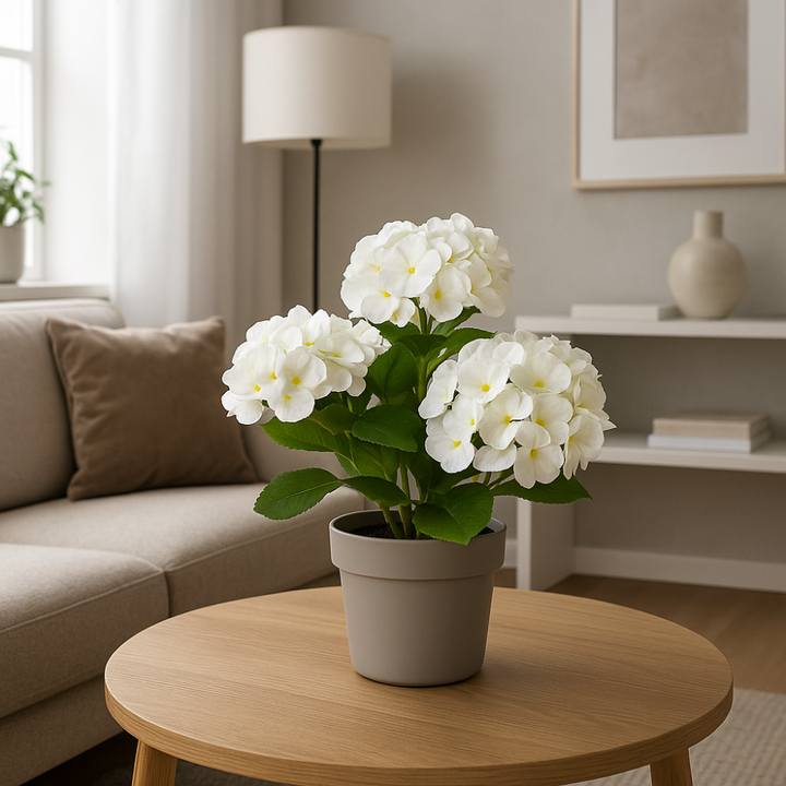 Hortensia bos kunstbloem 32 cm. Bundel van 2