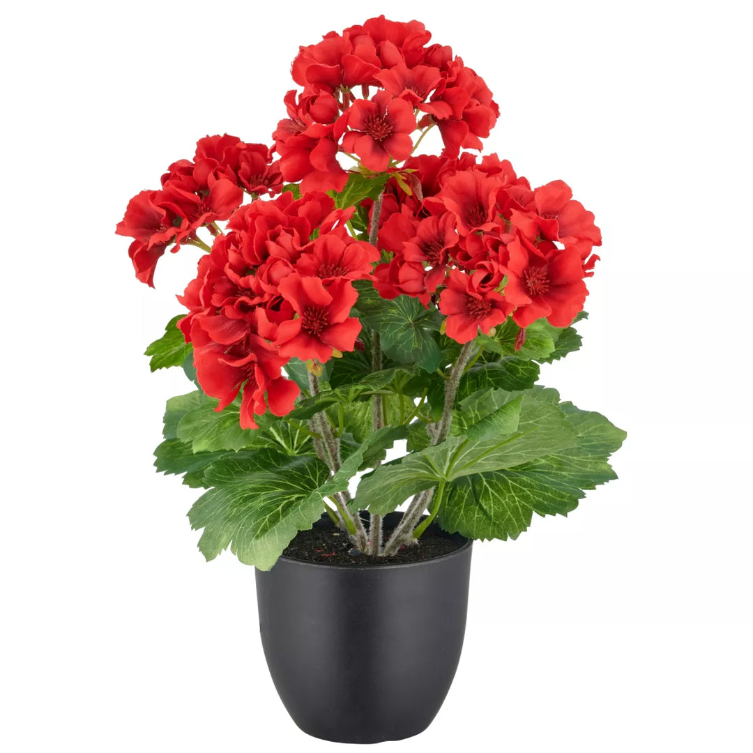 Flourify Geranium struik in pot kunstbloem. 36 cm 