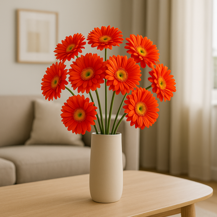 Gerbera kunstbloem Oranje 63 cm. Bundel van 8