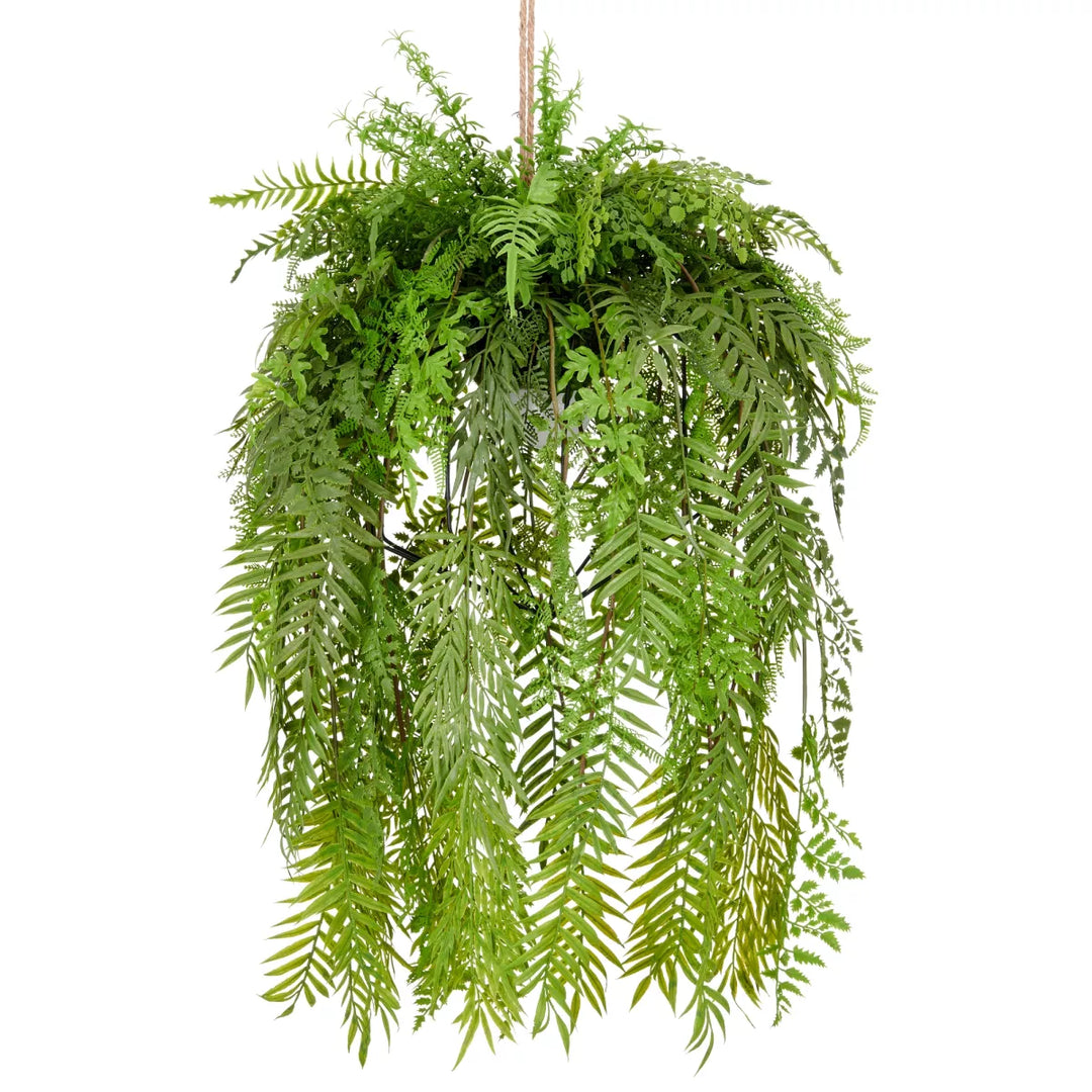 Flourify decoratieve hanglamp met een mix van kunstvarens 80 cm