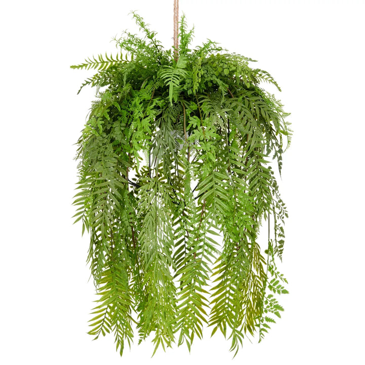 Flourify decoratieve hanglamp met een mix van kunstvarens 80 cm
