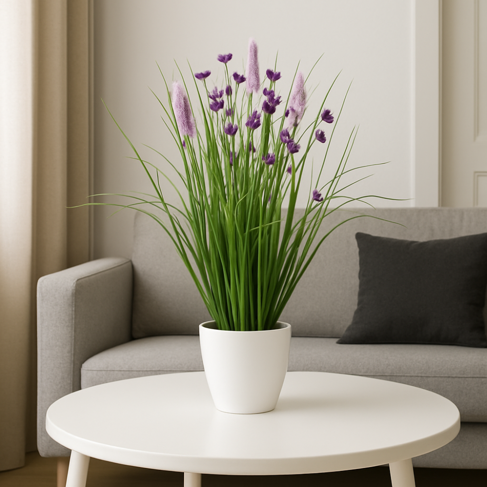 Bloemen-gras-mix kunstplant Paars 46 cm