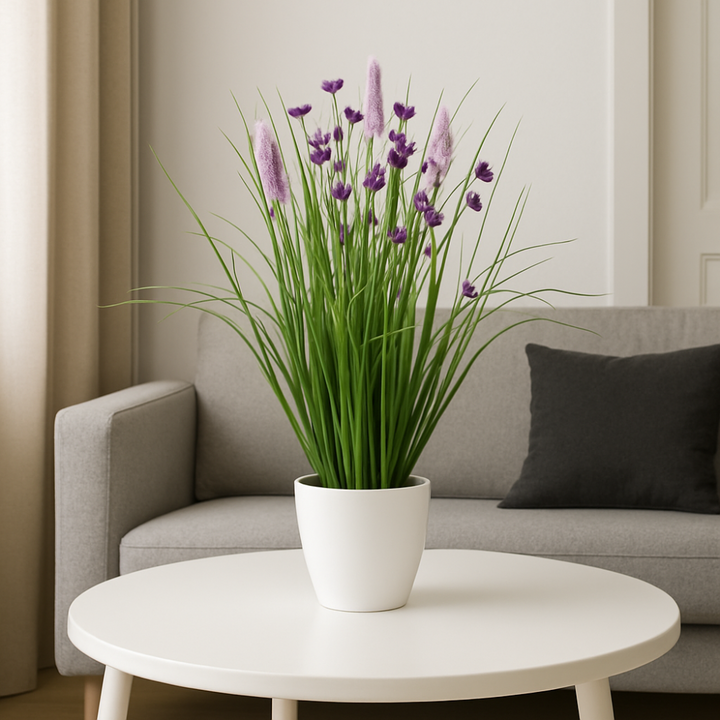 Bloemen-gras-mix kunstplant Paars 46 cm
