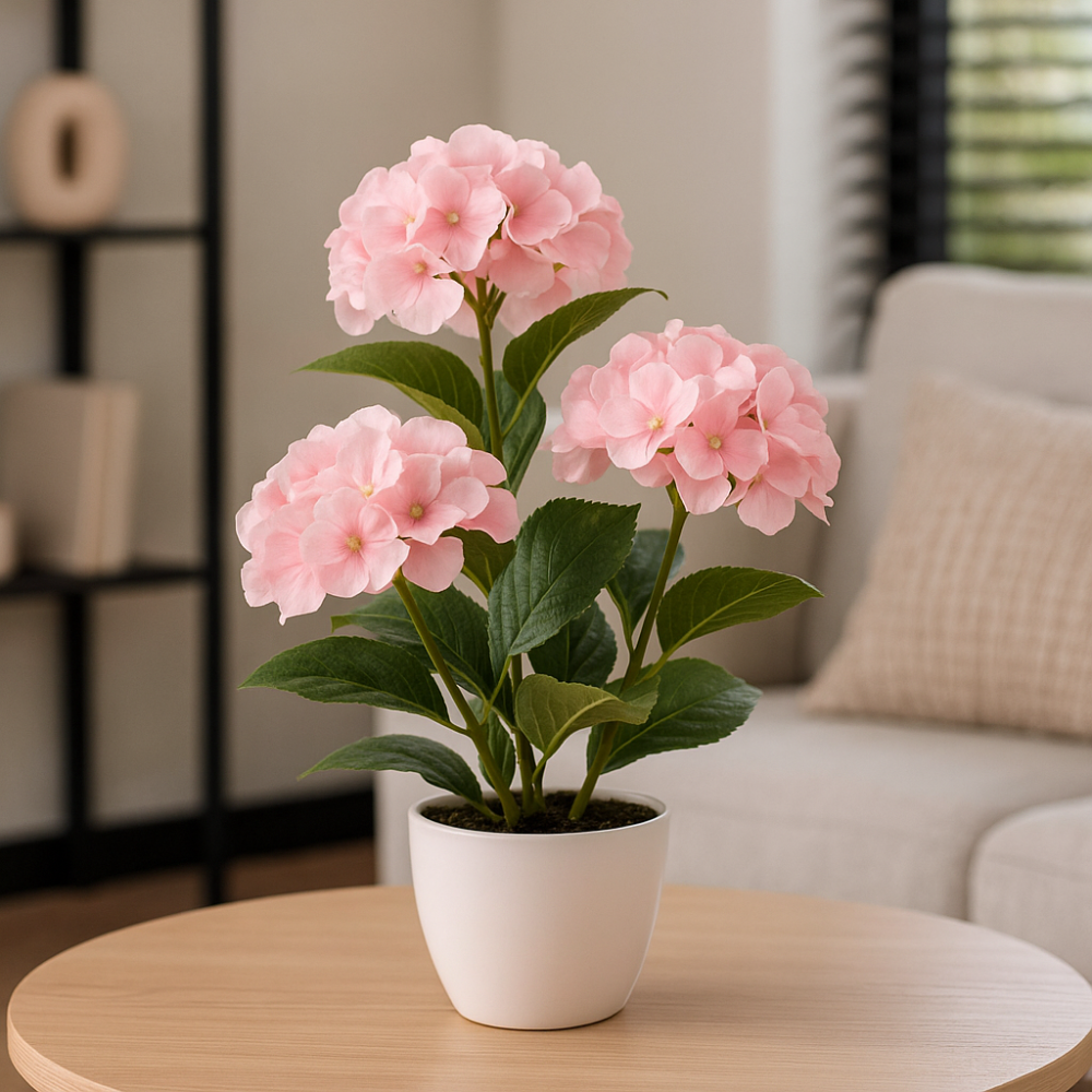 Hortensia bos kunstbloem 32 cm. Bundel van 2