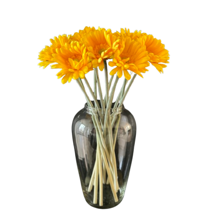 Gerbera kunstbloem Geel 63 cm. Bundel van 8